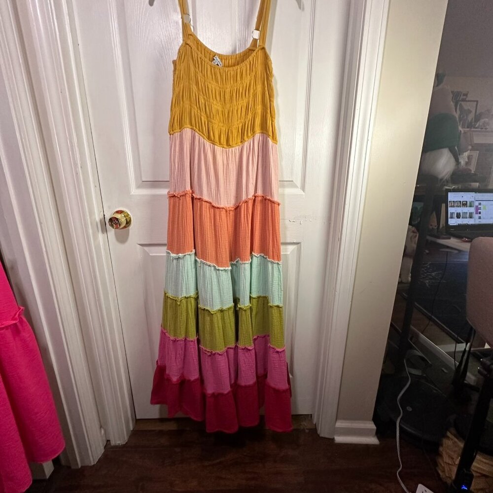 White Birch Multicolor Tiered Maxi Dress